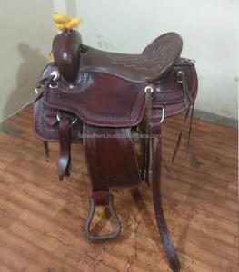 Selle de cheval de course occidentale de haute qualité en cuir 100% la plus vendue avec ensemble de clous de cheval assortis Selle en cuir de sentier de plaisir - Product Image 2