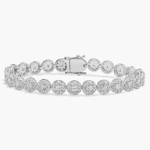 Diamond Disk Cluster Tennis <b>Bracelet</b> In White Gold - Product Image 3