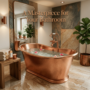 Bañera Independiente de Cobre Forjado a Mano de Lujo con Grifo Vintage, Bañera Profunda para Spa, para Interiores de Baños Elegantes - Product Image 3