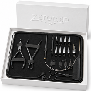 Kit d'outils professionnels pour extensions de cheveux avec pinces, pinces de sectionnement, ciseaux, peigne et accessoires, logo personnalisé, salon de coiffure - Product Image 1