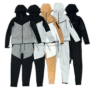 Ensemble de survêtement pour homme avec fermeture éclair, logo personnalisé, jogging et sweat-shirt, ensemble de survêtement de sport, molleton technique en polyester - Product Image 1