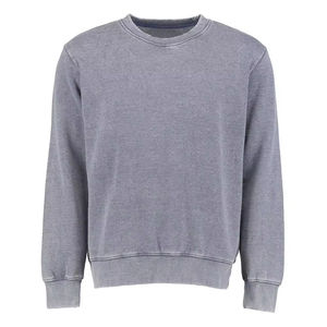 Breathable Cotton Sweatshirt for <b>Men</b> Heavyweight Crew Neck <b>Pullover</b> O Neck Acid Wash Jumper Casual Streetwear - Product Image 5