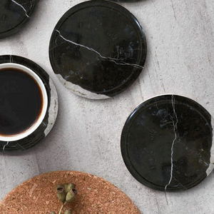 Natural Onyx <b>Marble</b> <b>Coaster</b> Set of 6 Natural Stone Color Eco-Friendly & Durable Modern Kitchen Home Decor - Product Image 3