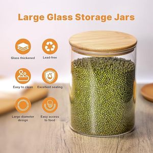 Bocal en verre borosilicate de 1,2L, 2L, 2,5L, forme ronde, pour stockage domestique, emballage de thé en vrac, bouteille de stockage commerciale - Product Image 2