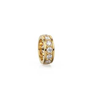 Rondelles de oro macizo italiano de 18K con diamantes, Rondelle Eternity, Separador de oro macizo con forma de rondelle, Separador con diamantes, Rueda de oro - Product Image 1