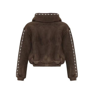 Sweat à capuche pour homme style streetwear, zippé, en coton délavé à l'acide, orné de perles et pierres précieuses, en vente - Product Image 6