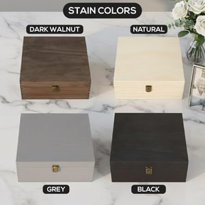 Boîte en bois de pin noir avec intérieur en feutre noir, à charnières avec fermoir, boîte à souvenirs en bois idéale pour la personnalisation et la gravure au laser - Product Image 1