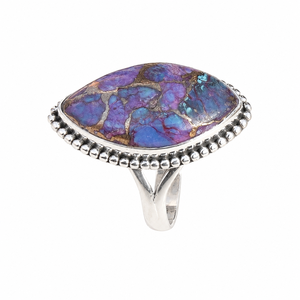 Multi Purple Copper <b>Turquoise</b> <b>Ring</b> Pure 925 Sterling Silver Rose Gold & Yellow Gold Plated Statement Boho Gemstone <b>Ring</b> Unisex - Product Image 1