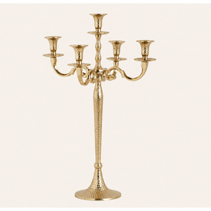 Candélabre de luxe doré à 5 bras, en métal martelé, vente en gros, centre de table pour décoration de mariage, hôtel, événement - Product Image 3