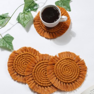 Sous-verres en macramé bohème faits à la main de qualité supérieure, sous-verres écologiques en coton, sous-verres tissés pour table basse - Product Image 1