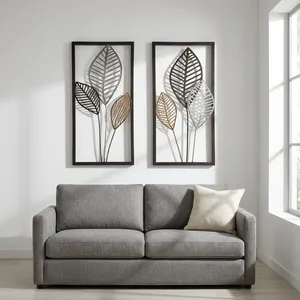Juego de 2 piezas de arte metálico para decoración del hogar |   Arte Decorativo Moderno de Metal para Colgar en la Pared, para Sala de Estar, Dormitorio, Oficina, Decoración de Interiores - Product Image 2