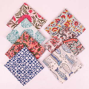 Foulard carré en coton doux imprimé à la main avec motifs floraux, extensible dans quatre sens, style bohème de luxe - Product Image 1