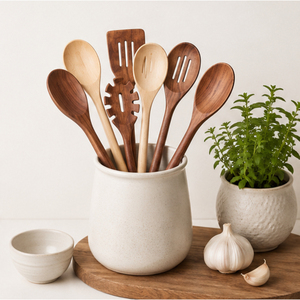 Juego de cucharas de cocina de madera, utensilios de cocina de madera natural, herramientas antiadherentes para cocinar, cucharas de madera hechas a mano para cocinar - Product Image 2