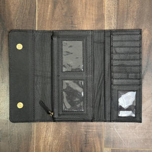 กระเป๋าคลัทช์หนังวัวแท้สำหรับผู้หญิงใส่บัตรได้หลายใบแบบพับสามทบสำหรับเดินทาง - Product Image 6