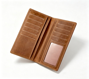 [Retail Price] [In Stock] Castello Top Quality Genuine Crazy Horse Leather <b>Long</b> <b>Wallet</b> Men's Women's Light Brown - Product Image 4