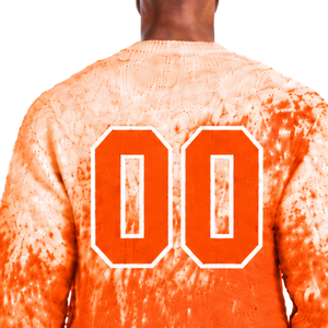 Pull en maille dégradé orange vif et blanc pour homme, col rond, manches longues, personnalisé, style streetwear décontracté, mode hiver - Product Image 4