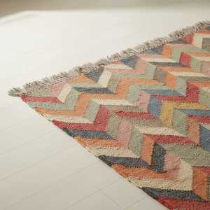 Alfombras Kilim Tejidas a Mano en Tonos Fríos de Yute y Lana para Sala de Estar, Dormitorio y Estudio - Product Image 2