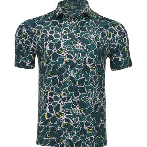 Polo de Golf para Hombre con Estampado Artístico Topográfico y de Paisajes, Corte Entallado, Verde y Aqua, Colección Verano 2026 HD - Product Image 1