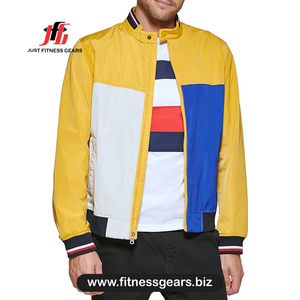 เสื้อแจ็คเก็ตบอมเบอร์สีพื้นสำหรับผู้ชาย ผ้า PU กันลม สไตล์ลำลอง ซิป คอตั้ง ทรงปกติ สำหรับฤดูใบไม้ร่วง - Product Image 1
