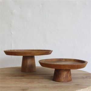 Support à gâteau rond en bois d'acacia fait main, plateau de présentation minimaliste pour desserts et pâtisseries, idéal pour la décoration de fêtes - Product Image 5