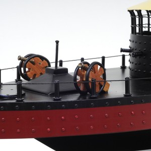B199 - Maquette de navire de la guerre civile USS Monitor, modèle artisanal en bois, décoration nautique, cadeau de Noël pour collectionneur maritime, 62Lx19Wx22H cm - Product Image 3