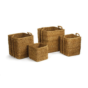 Cesta tejida de algas marinas naturales para almacenamiento y decoración del hogar - Product Image 1
