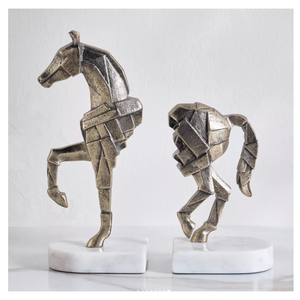 Sujetalibros de Plata Antigua con Forma de Caballo, Escultura Ecuestre Decorativa, Par para Estantería, Estudio, Biblioteca, Oficina en Casa, Decoración de Interiores - Product Image 2
