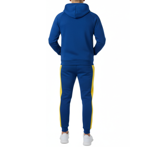 Ensemble de survêtement pour homme - Bleu et jaune doré - Sweat à capuche raglan - Vêtements de sport pour l'entraînement et la gym - Product Image 2