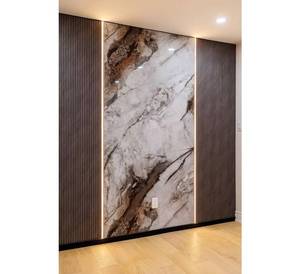 Panneau mural moderne en marbre gris Caractéristique durable pour chambre, lit, jardin, villa, hôtel, application panneau mural en pierre naturelle à vendre - Product Image 3