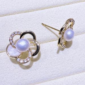 Boucles d'oreilles en cristal de perle d'eau douce naturelle de Zhuji, pendentif en forme de fleur de fritillaire, boucles d'oreilles en perle d'eau douce blanche, vente en gros - Product Image 4