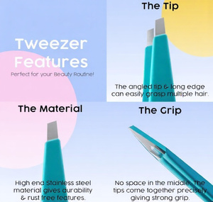 Pinzas para Cejas de Acero Inoxidable Inclinadas para Belleza y Cuidado de Cejas y Pestañas - Product Image 3