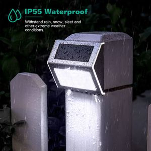 Paquete de 6 Lámparas Solares LED de Acero Inoxidable para Exteriores, Lámpara de Cerca para Jardín, Patio Trasero, Escaleras, Paredes, Caminos - Product Image 3