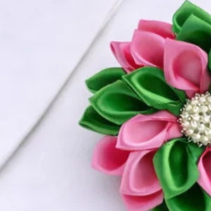 Pink and Green Flower <b>Brooch</b> Elegant Floral Lapel <b>Pin</b> Accessory for Women Fashion Decoration with Premium Fabric - Product Image 2