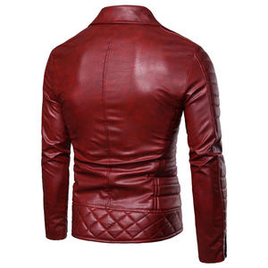 Chaqueta de cuero sintético para hombre, estilo motociclista, impermeable, cortavientos, con cremallera, a la moda, para negocios, formal, con cierre frontal - Product Image 4