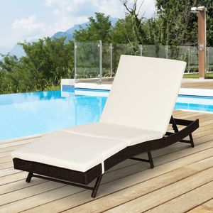 Sdraio da Patio con 5 Posizioni Regolabili dello Schienale, Cuscino, in Rattan PE per Esterni, Seduta Prendisole per Palestra 78 Pollici - Product Image 2