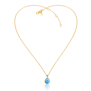 Nuevo Collar y Colgante Étnico de Plata de Ley 925 con Baño de Oro de 18K y Piedra Turquesa para Mujer - Product Image 1