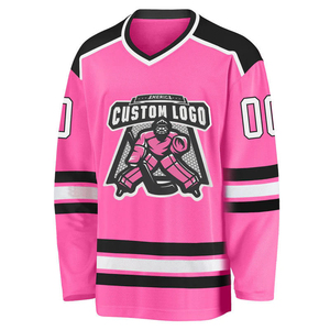 Maillot de hockey sur glace personnalisé pour homme, noir, violet, turquoise, col en V, manches longues, impression sublimée, polyester respirant, vêtements pour adultes - Product Image 2