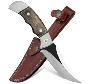 Cuchillo de caza de acero inoxidable de espiga completa de 9 pulgadas con mango de madera de nogal, bolster de acero y hoja fija de punta caída LEGACY BLADES OEM - Product Image 1