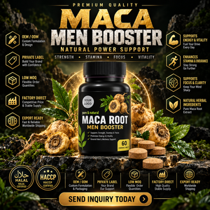 Complément alimentaire naturel à base d'extrait de racine de maca Halal Elma Food, 60 comprimés à croquer, soutien énergétique pour hommes, métabolisme, circulation, GMP - Product Image 1