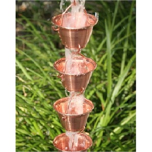 Cadena de Lluvia de Diseño Tradicional, Cadena de Lluvia de Hierro y Metal, Campanas de Viento, Decoración para el Hogar y el Jardín, Cadena de Lluvia de Cobre Antigua - Product Image 4