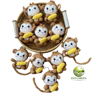 Cute Crochet Animal Key <b>Ring</b> Handmade Plush Toy Pendant Soft Yarn Charm for Backpack Handbag Decoration - Product Image 2