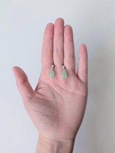 Handcrafted Faux Green Jade Drop Earrings 925 <b>Silver</b> <b>Huggie</b> Hoop Ball Stud Jewelry Wholesale Export India - Product Image 6