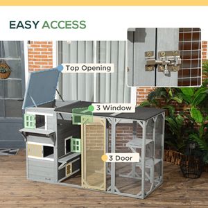 Recinto per Gatti da Esterno Multi-Livello Sicuro con Porte Bloccabili per 2-3 Gatti - Gabbia per Animali Domestici - Product Image 6