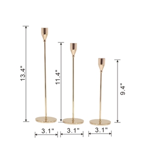 Juego de 3 Portavelas Cónicos Dorados, Candelabros Altos de Metal para Recepción de Bodas, Decoración de Mesa de Comedor y Chimenea - Product Image 4