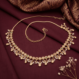 Cadena de cintura tradicional con acabado dorado y perlas, Kamarbandh, cadena de vientre artificial para novias, joyería para mujeres, cinturón para sari. - Product Image 4