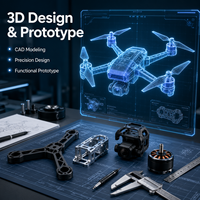 Prototipo de Diseño de Dibujo 3D Profesional de Alta Precisión, Modelado CAD para Componentes de Drones
