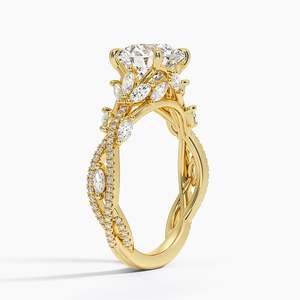 แหวนหมั้นทรงวงรีประดับมอสซาไนต์ ดีไซน์ใบไม้ทองคำ 14K สำหรับเจ้าสาวและเจ้าบ่าว - Product Image 2