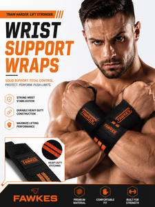 Attelles de soutien de poignet Fawkes réglables avec fermeture auto-agrippante, en néoprène imperméable, pour musculation unisexe, entraînement de force, noires, antidérapantes, basiques - Product Image 3