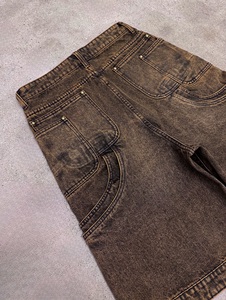 Shorts en jean noir délavé |   Shorts en jean cargo multi-poches |   Shorts en jean déchirés et amples |   Fabricant de Marques Privées OEM - Product Image 5