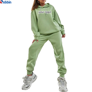 Conjunto Deportivo Personalizado para Mujer, Sudadera con Capucha Verde Sólido, Pantalones Largos Holgados con Bolsillos Laterales, Ropa de Otoño - Product Image 3